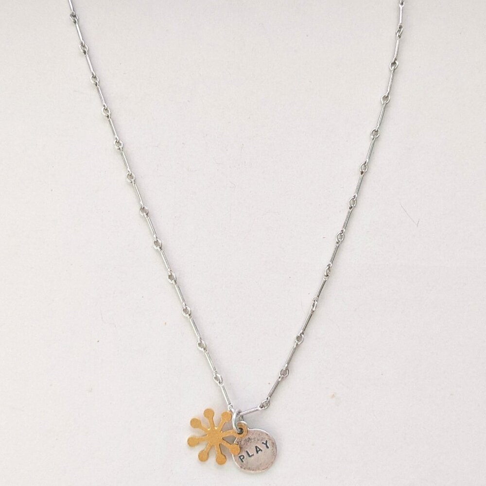 KATHY BRANSFIELD 925 Sterling Silver "Play" Charm Pendant Necklace